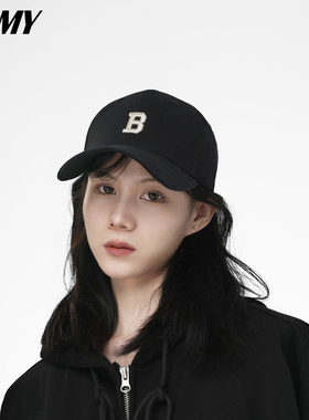 字母B棒球帽秋冬新季简约立体版型硬顶鸭舌帽子遮阳韩版刺绣韩版