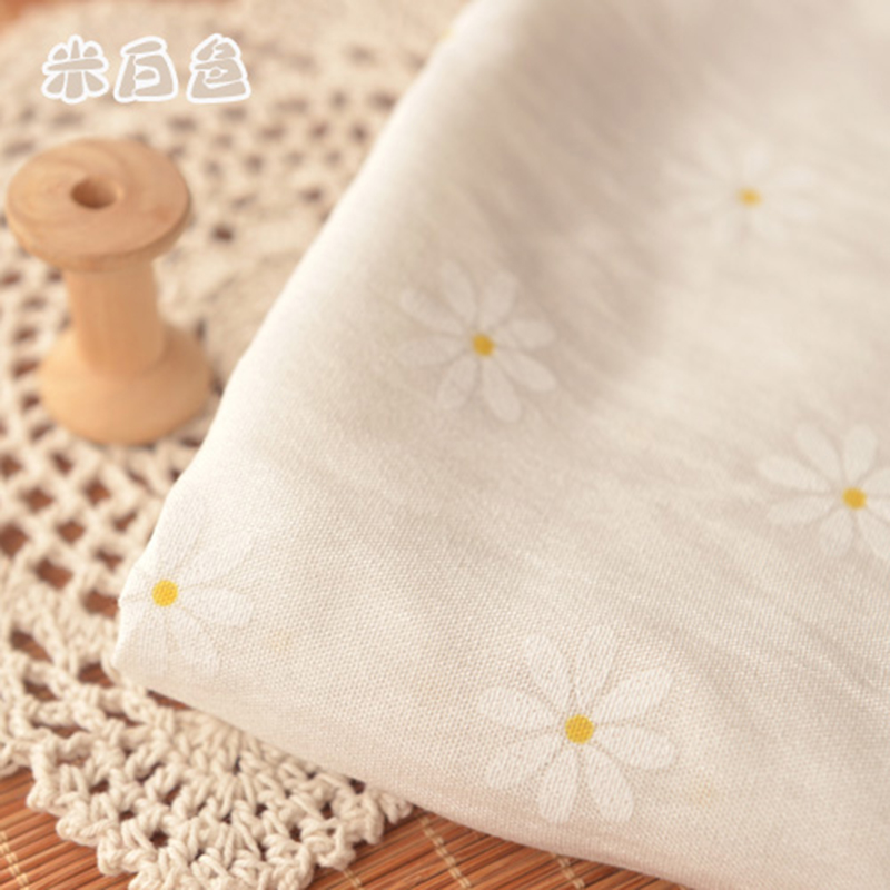 裸粉色小花瓣麻绸布料 森系连衣裙子汉服装曲裾盖布窗帘抗皱面料