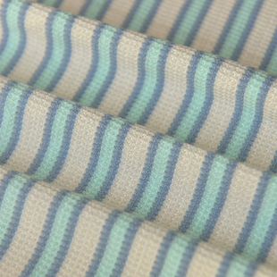 米白蓝彩虹条针织纯棉布 秋冬DIY连衣裙床单被套沙发巾上衣面料