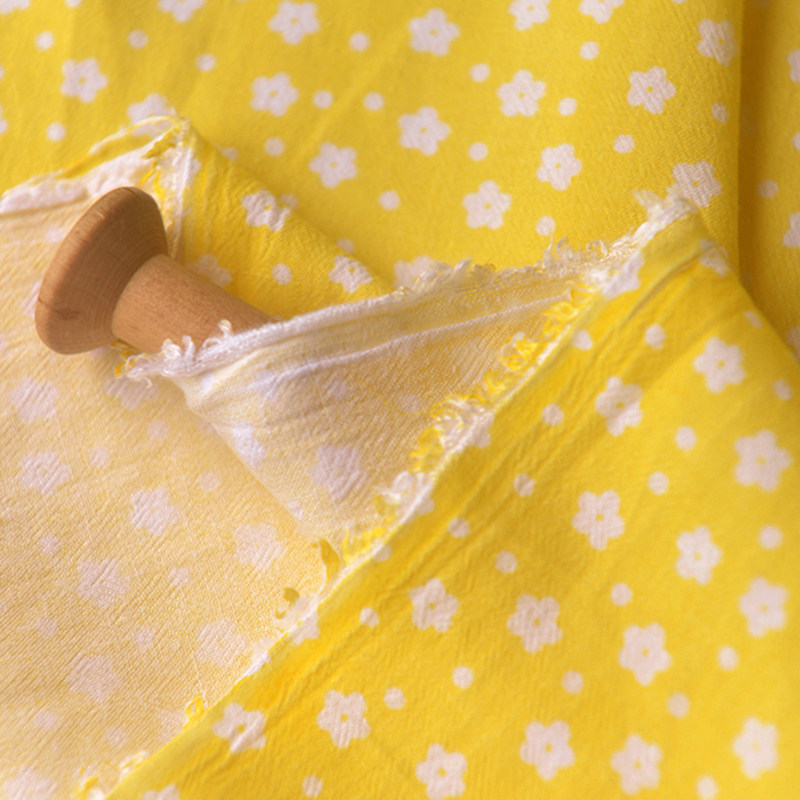 黄白小花洗水粘纤棉布料 diy服装上衣连衣裙长裙空调被枕头套面料,居家布艺,海绵垫/布料/面料/手工diy,淘宝优惠券,粉丝福利购,淘宝优惠卷