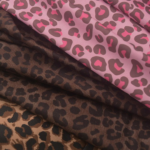 浅咖豹纹聚脂纤维连衣长裙子