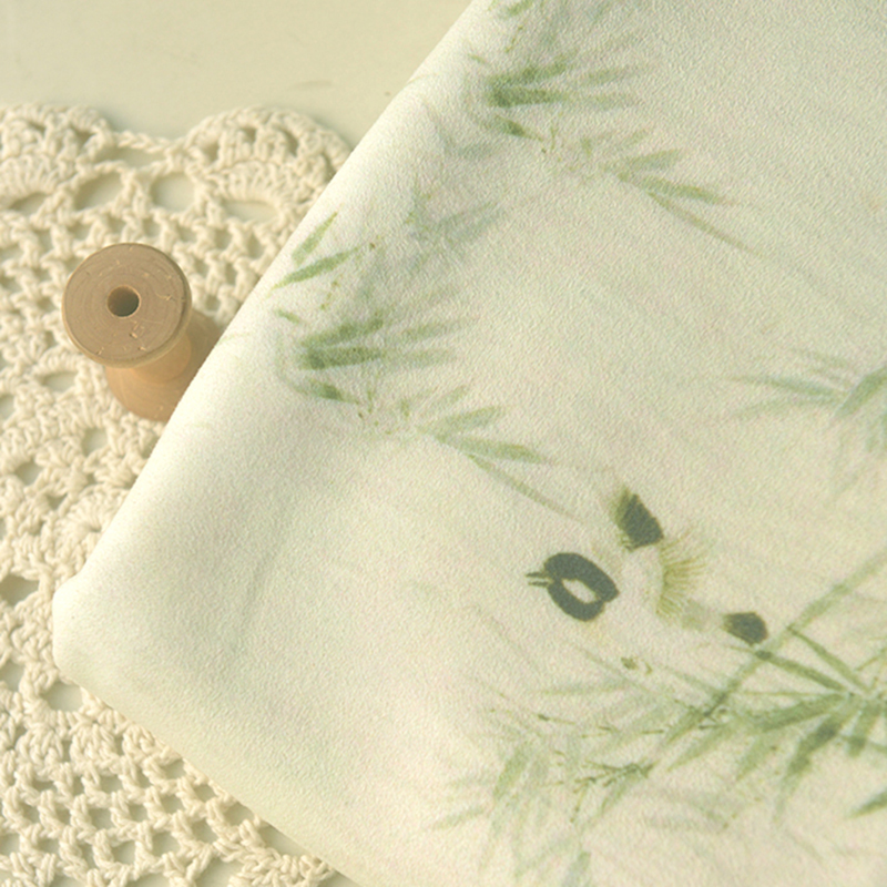 绿色小鸟竹叶麂皮绒新中式田园