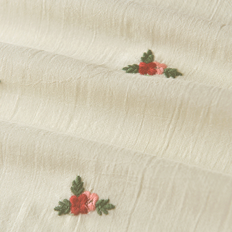 米底红粉绣花9088纯棉布衬衫上衣