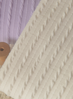 米白紫色麻花窄条重磅提花聚脂纤维 上衣连衣裙子开衫服装DIY面料