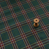 墨绿红条格子色织棉麻布料 餐桌布沙发巾包包抱枕套手工diy面料