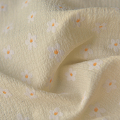 杏底白花瓣织格雪纺布料 窗帘娃衣面料 小清新上衣连衣裙汉服装