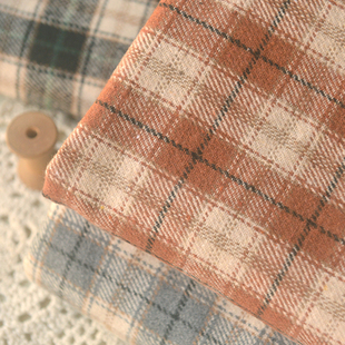 砖红灰色蓝黑磨毛羊毛混纺布料 秋冬大衣衬衫制衣服裙装diy面料