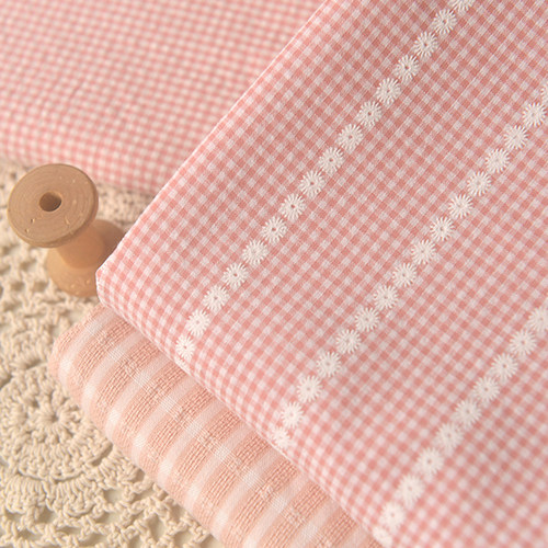 提花织格棉麻涤棉diy春夏服装