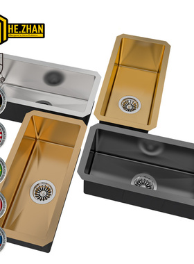 Premium Black Nano Treated Stainless Steel Counter Step Sink