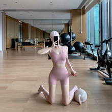 Byurun新款双交叉运动背心瑜伽套装女高腰提臀三分运动短裤两件套