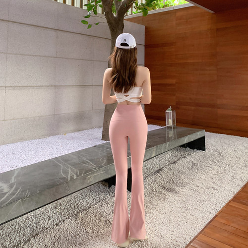 侧开叉喇叭裤高级感时尚