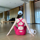 拧结粉色无袖 新款 运动服背心套装 女薄款 两件套 Byu 提臀瑜伽裤 run