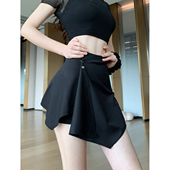 Byurun可拆卸裙摆高腰瑜伽短裤 女两件套外穿防走光健身运动短裙裤