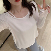 T恤女宽松显瘦健身跑步训练透气速干瑜伽上衣罩衫 Byu run运动长袖