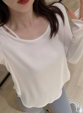 Byu run运动长袖T恤女宽松显瘦健身跑步训练透气速干瑜伽上衣罩衫