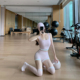 女拼色三分健身裤 Byu 撞色带胸垫瑜伽背心运功套装 新款 两件套 run