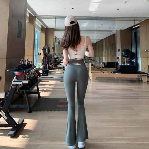 腰部交叉显瘦高腰喇叭裤