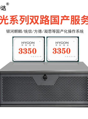 国产信创双路海光3350处理器工控机银河麒麟系统多USB串口服务器