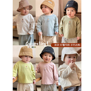 童装 男女童春秋款 1岁宝宝秋装 打底衫 百搭上衣 纯棉T恤儿童长袖 新款