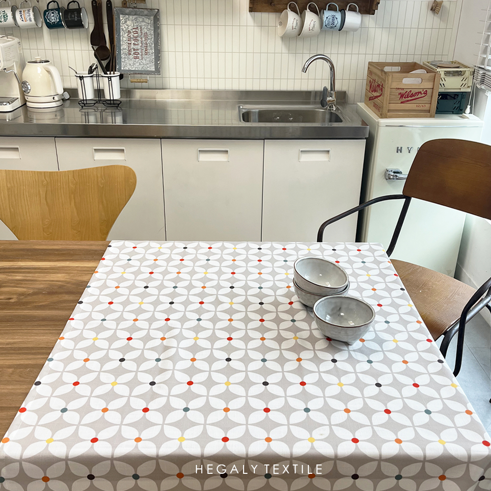 ins风浅灰色万花筒桌布印花