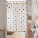 HEGALY圆点分片吊带门帘半帘棉麻隔断帘风水帘刺绣日式 简约