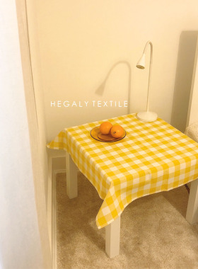 HEGALY | 经典黄色格子桌布含棉双面北欧可爱简约野餐布餐家居