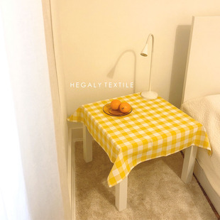 经典 HEGALY 黄色格子桌布含棉双面北欧可爱简约野餐布餐家居