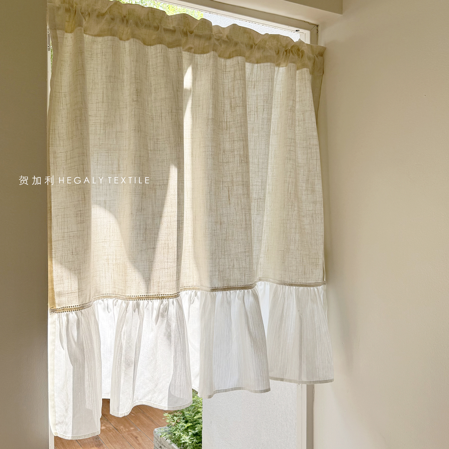 日式隔断米色仙气小窗帘布艺装饰