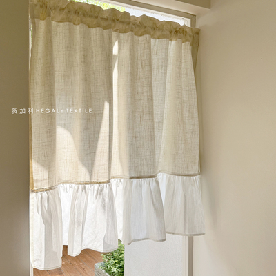 日式隔断米色仙气小窗帘布艺装饰