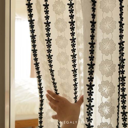 法式蕾丝绣花橱窗半帘门帘隔断帘