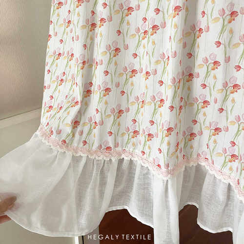 郁金香印花门帘小窗帘复古浪漫