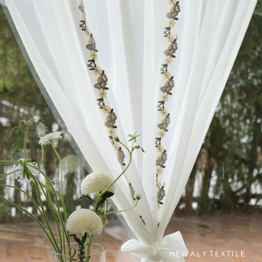 文艺刺绣小花门帘纱帘透光装饰