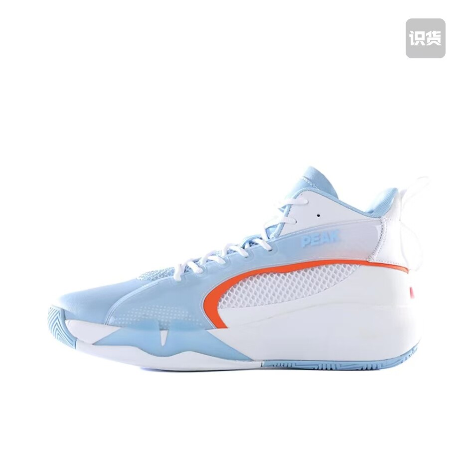 PEAK匹克运动风篮球鞋男蓝白中帮透气防滑机能篮球鞋章丘仓