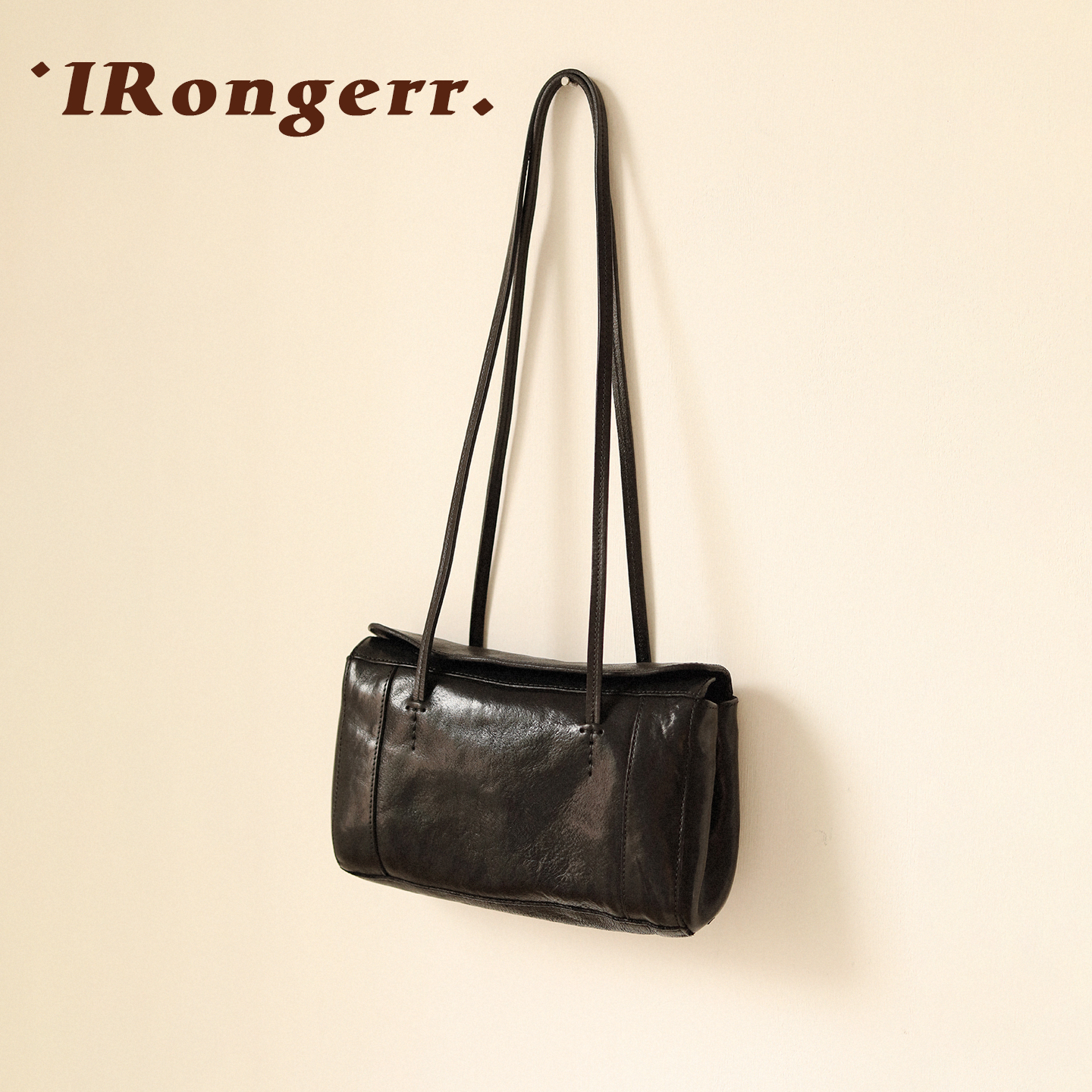 IRongerr复古植鞣牛皮腋下法棍包