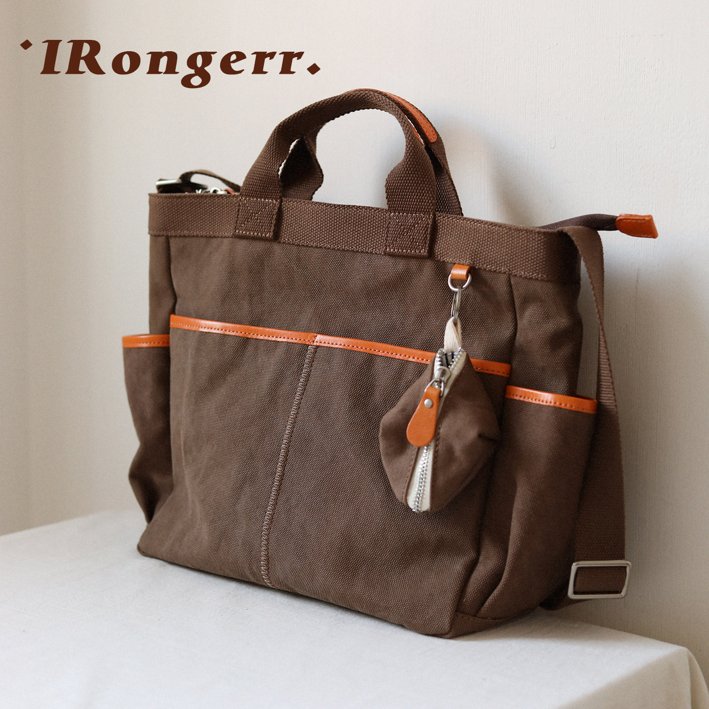 荣轻复古多口袋大容量帆布托特包拉链手提通勤包休闲单肩斜挎女包,箱包皮具/热销女包/男包,时尚帆布包,淘宝优惠券,粉丝福利购,淘宝优惠卷