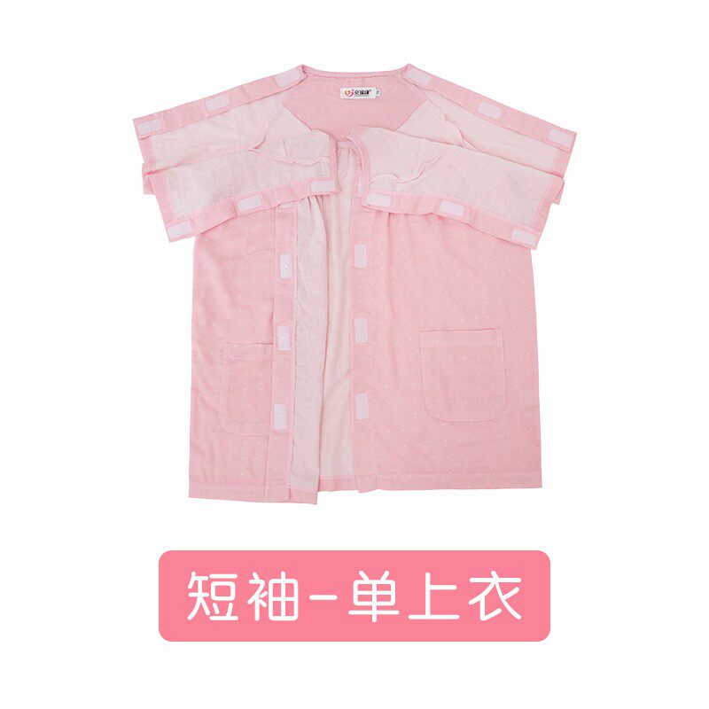 魔术贴衣服女扬程骨折上衣短袖病号服透析衬衫纯棉易穿脱术后专用