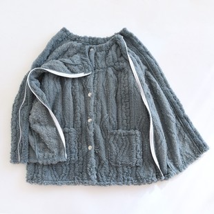 袖子带拉链上衣女透析专用保暖衣法兰绒病人服锁骨骨折睡衣易穿脱