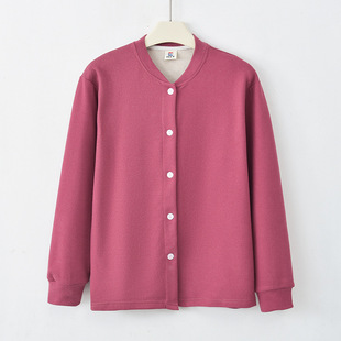 老人前排扣秋衣女德绒开衫秋衣老太太开口保暖衣冬奶奶打底衫开身