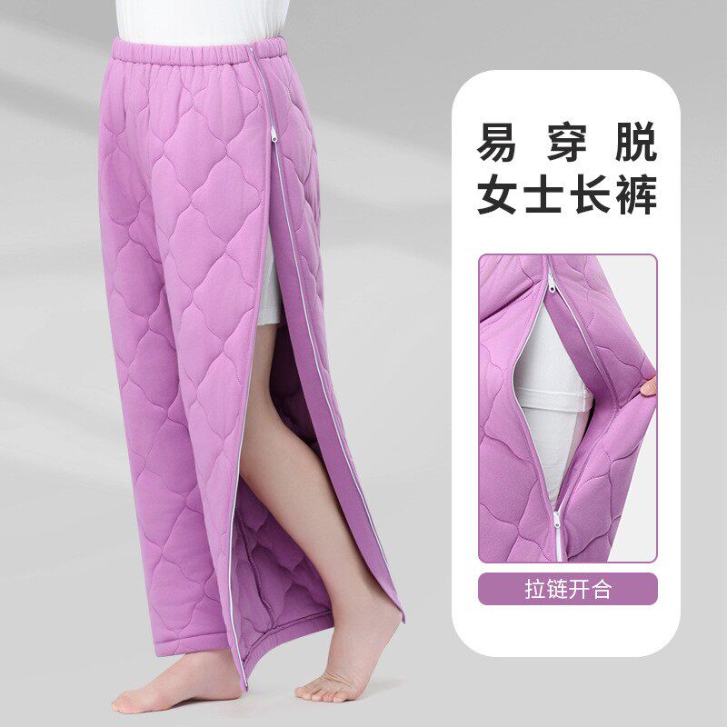 膝关节置换裤女双侧拉链棉裤