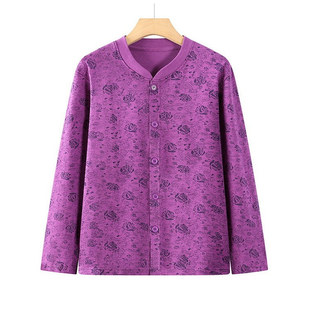 前面纽扣秋衣女纯棉散口打底衫老人对门保暖衣冬季奶奶开衫棉毛衫