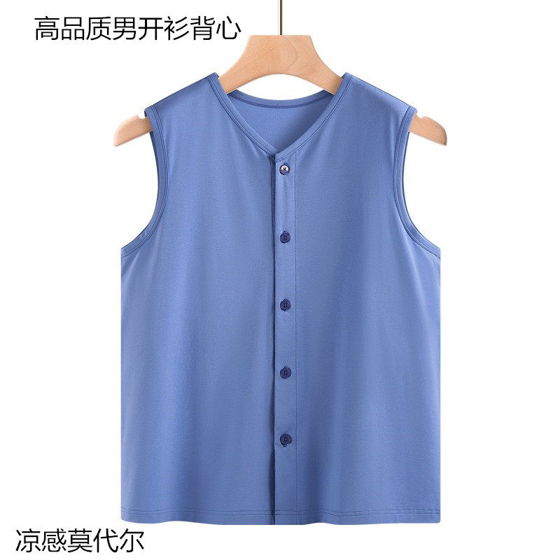 中老年莫代尔棉背心前开扣