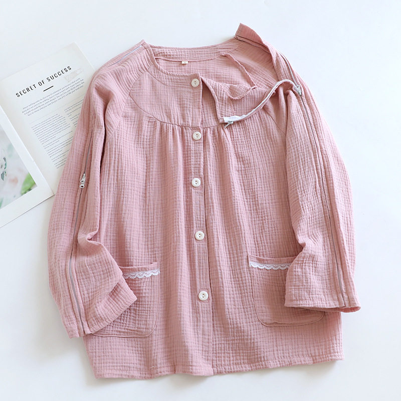 双肩全开伤员服女袖子有拉链上衣