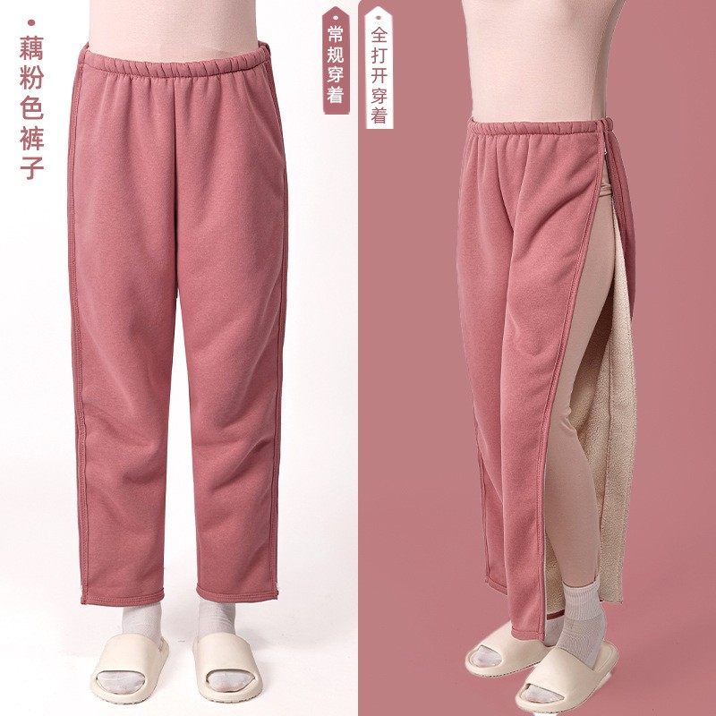 侧拉链棉裤冬季护理裤