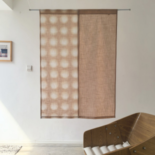|▋本事|▋LZ32手工扎染薯莨染棉麻中式半遮光门帘 半帘 85x120cm