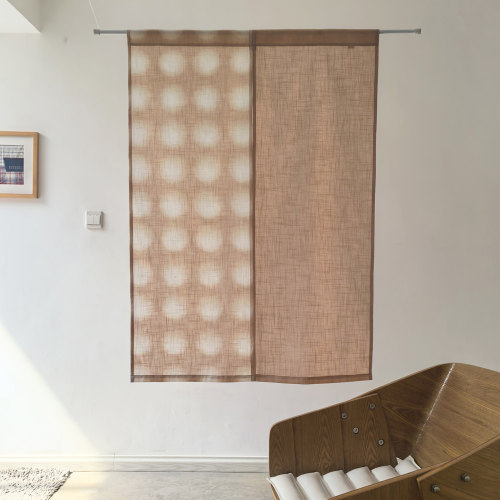 |▋本事|▋LZ32手工扎染薯莨染棉麻中式半遮光门帘 半帘 85x120cm