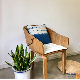 |▋本事|▋原创手工扎染植物蓝染棉布抱枕靠枕 45x45cm BZ14