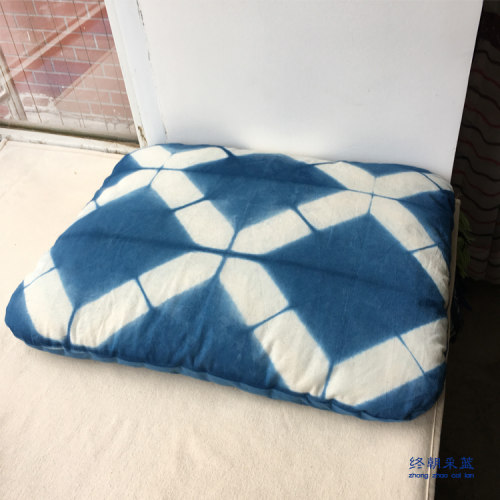 |▋本事|▋手工扎染蓝染植物染圆角坐垫 椅垫 40x50 ZD5