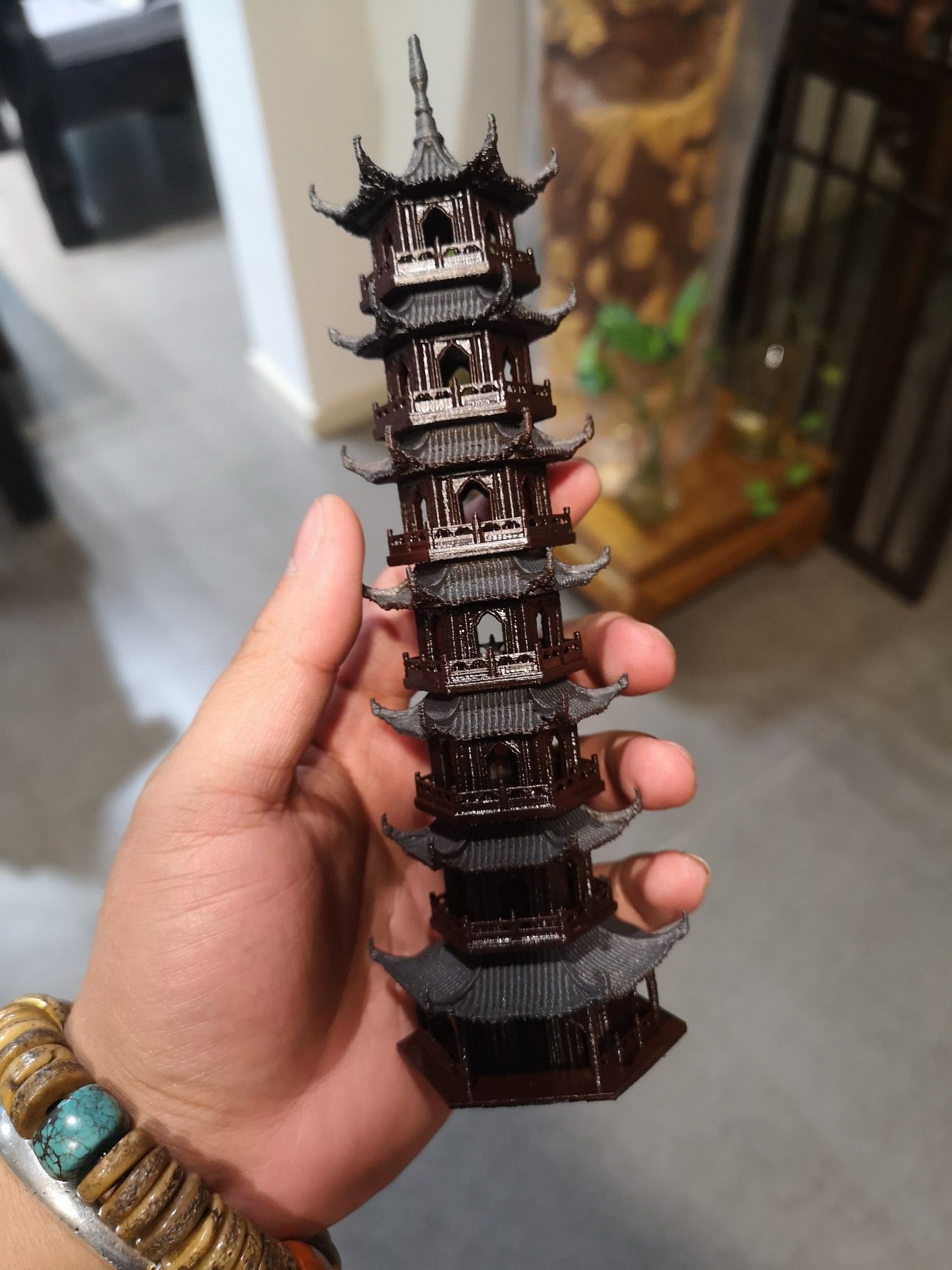 钰书房假山盆景吸水石宝塔凉亭微景观装饰七层塔塑料古建筑模型