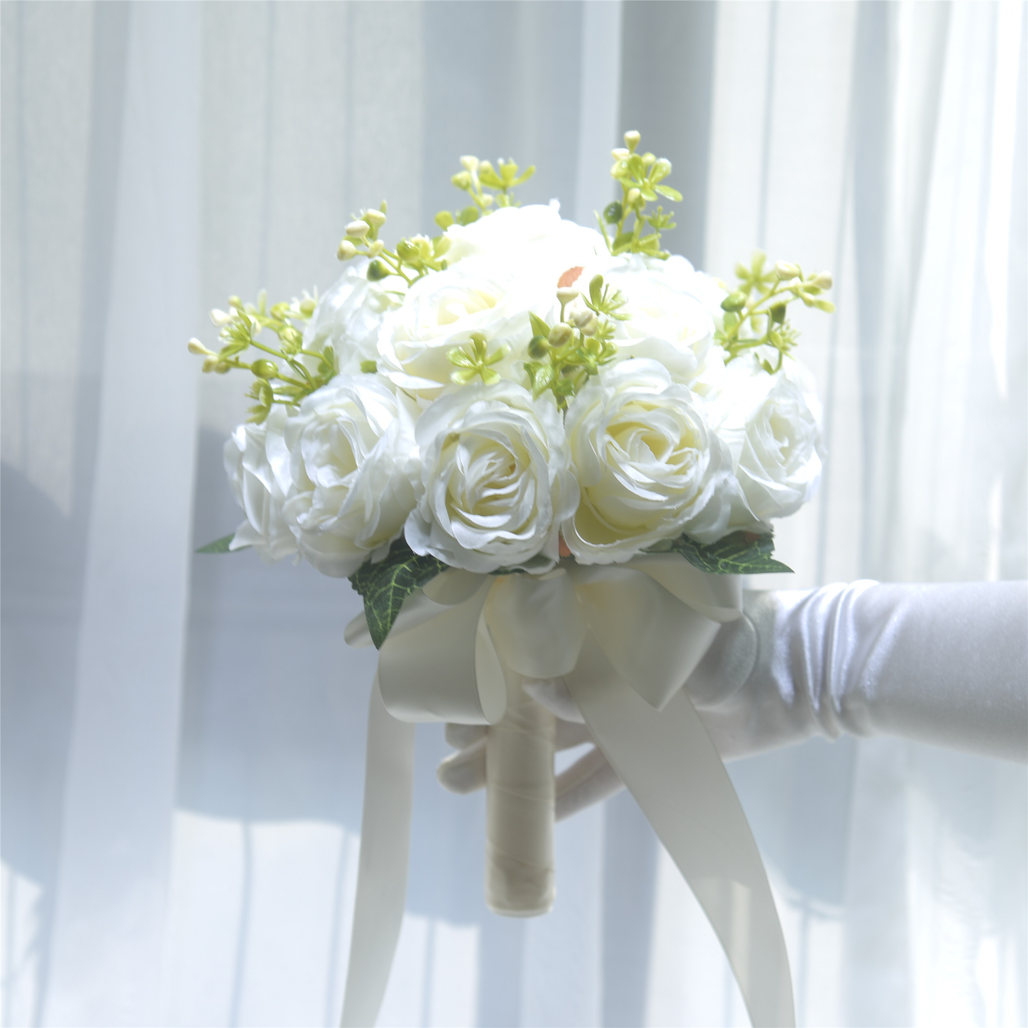 森系手捧花新娘结婚韩式婚礼花球婚纱照捧花拍照道具情人节礼物花