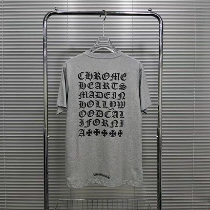 潮牌製品新款梵文字母印花十字花灰色休闲纯棉宽松男女款短袖T恤